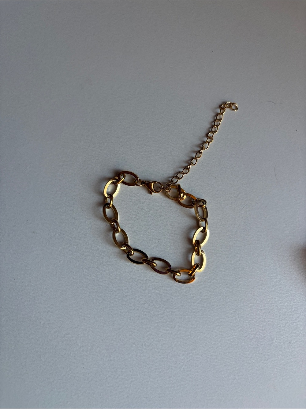 Slide Polished Gold Link Bracelet for Women - Adjustable Chain